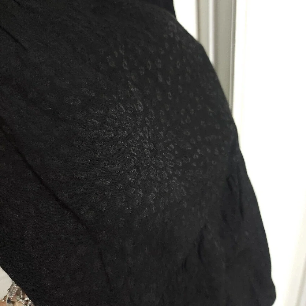 Nation Ltd Womens Dress Liza Black Leopard Animal Trapeze Mini Tiered Ruffle M - Picture 7 of 13